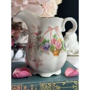Vintage Lipper & Mann Bristol Gardens Mini Creamer, Cottagecore Floral Pitcher